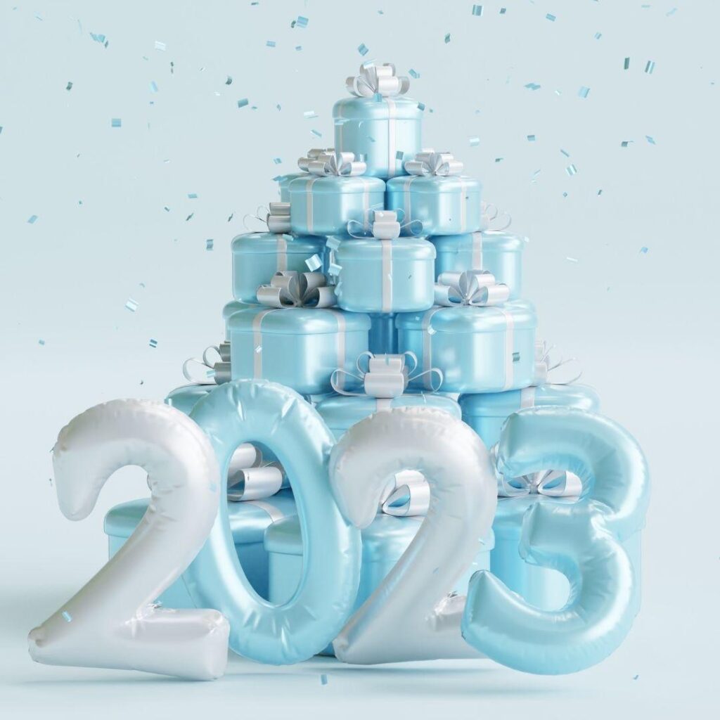 New Year Wishing in blue and White colors